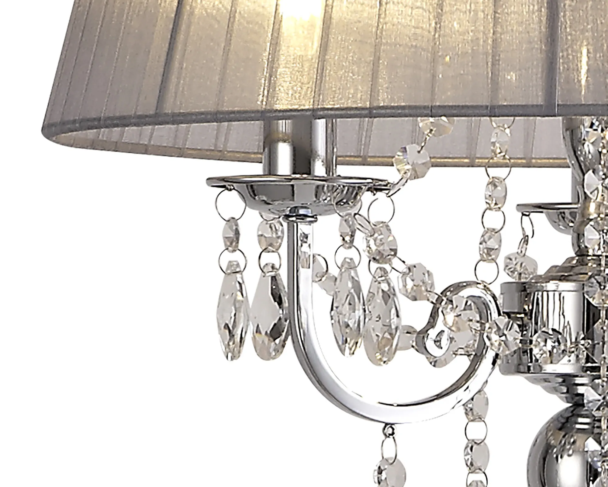 Olivia Crystal 163cm Floor Lamp 3 Light IL30063/GY  Diyas Olivia Polished Chrome-Grey